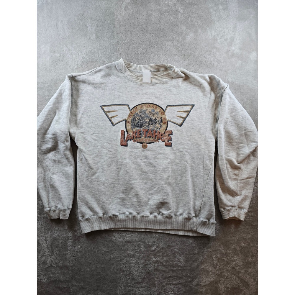 Vintage Lake Tahoe Sweatshirt Womens M/L Gray Crewneck California *Read